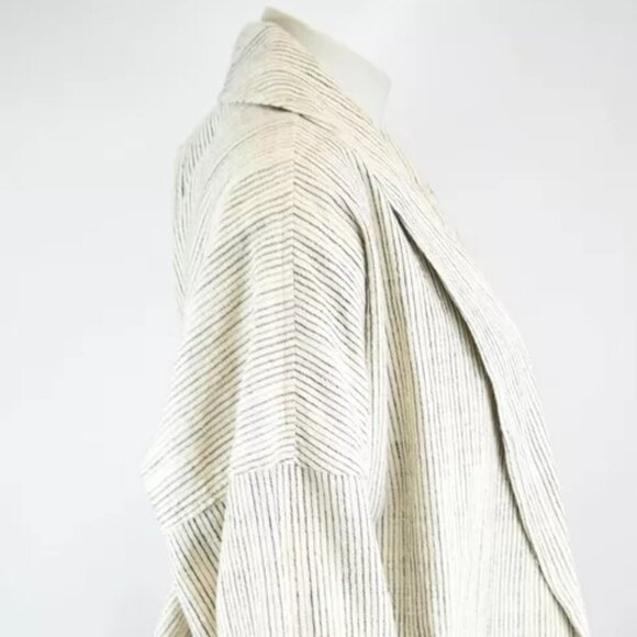 EILEEN FISHER Cotton Pinstriped Open Blazer Jacket L XL G TG Cream Black 12 14 - Picture 6 of 10